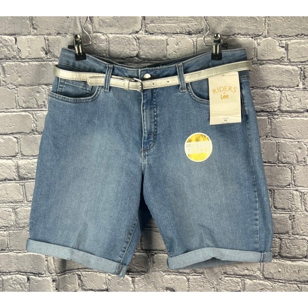 Riders by Lee Womens Midrise Bermuda Denim Shorts Blue Ivory Coast 12 197MAW8